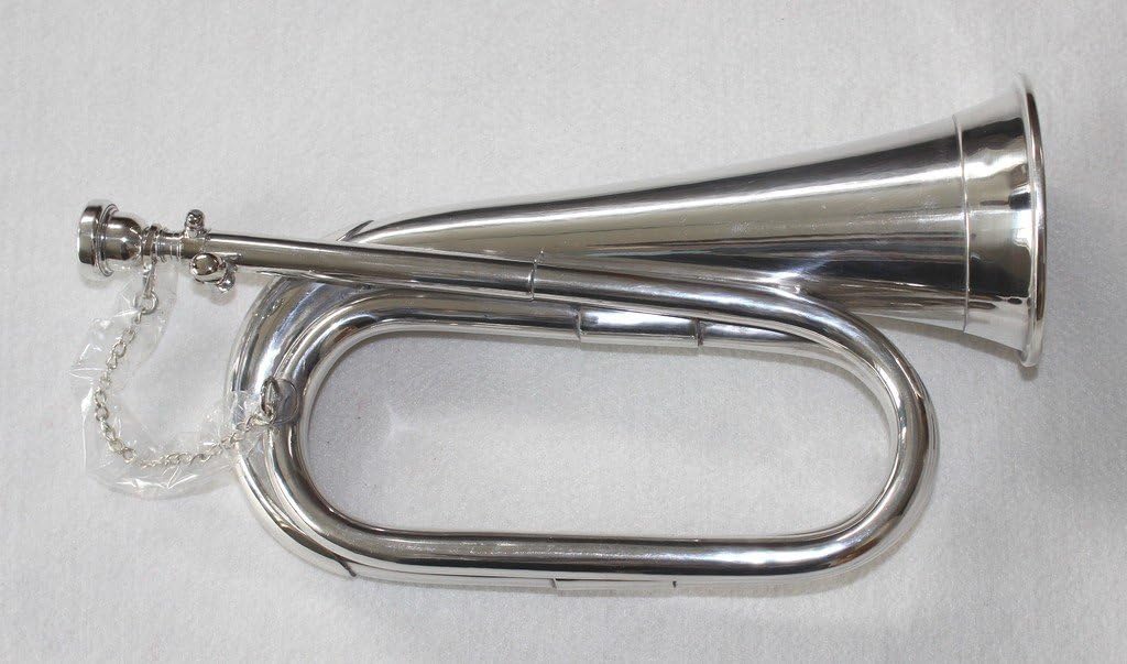 OSWAL Brand New Tuneable Army,Military Bugle Nickel Plated With Free Hard Case+M/P: Musical Instruments