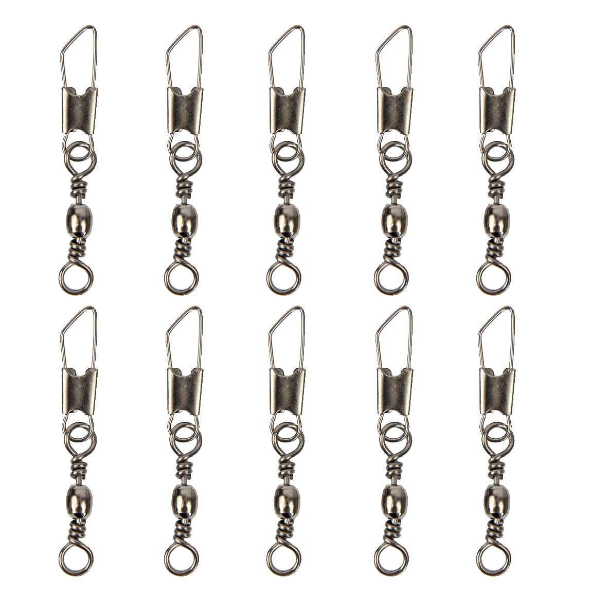 NewShot 20x Barrel Fishing Swivel with Safty Snaps Connector Clips Solid Rings High Strength Fishing Swivel Snaps Tackle