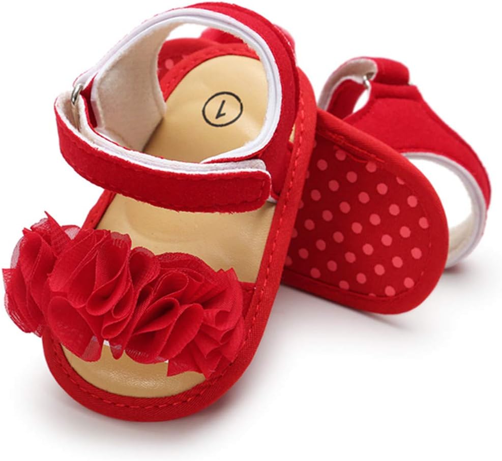 Infant Baby Girls Summer Sandals with Flower Soft Sole Newborn Toddler First Walker Crib Dress Shoes