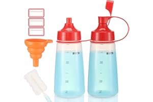 Ondiomn Condiment Squeeze Bottle Wide Mouth, 2 Pack 300ml Clear Squeeze Bottles for Condiments, Paint, Ketchup, Mustard, Oil, Sauces, Resin, Baking, Cake Decorating, Cleaning, BPA Free-Food Grade