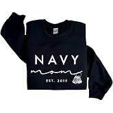 Navy Mom Military Support Sweatshirt with Metallic Dog Tags, Personalized Royal Canadian Navy Mom Graduation Crewneck