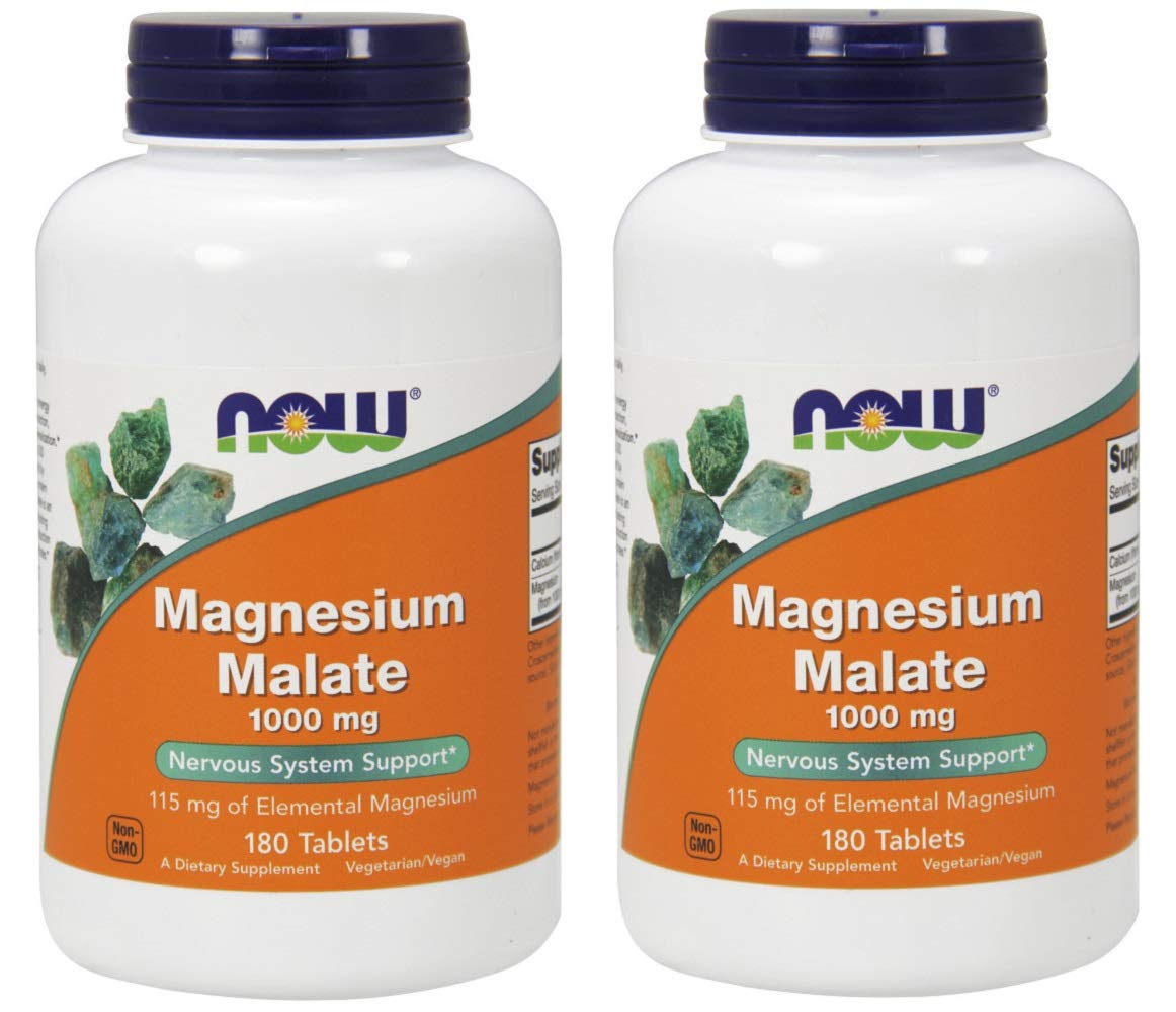 Photo 1 of NOW Magnesium Malate 1000mg, 180 Tablets (Pack of 2) exp date 01/2030.