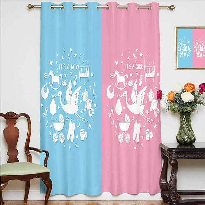 Cortinas opacas para puerta de patio con diseño de iconos para niñas y