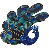 OMG Decor Peacock Claw Clip,Acetate Hair Clips,Small Claw Clips for Women