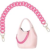 LXUEJIE 18 Inch Pink Purse Chain, Fashionable Handbag Chain Straps Acrylic Purse Chain Strap Decorative Cute Flat Straps Replacement Chains with Buckles for Handbag Purse Shoulder Bag