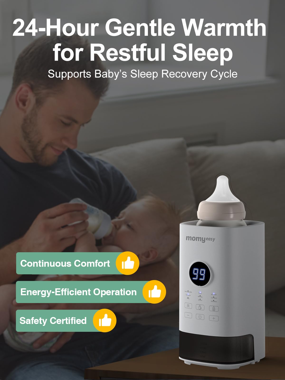 MOMYEASY Bottle Warmer, Fast Baby Bottle Warmer for All Bottles, Milk Warmer with Accurate Display Timer, Temperature Control and Auto Shutoff, Bottle Warmers for Breastmilk & Formula