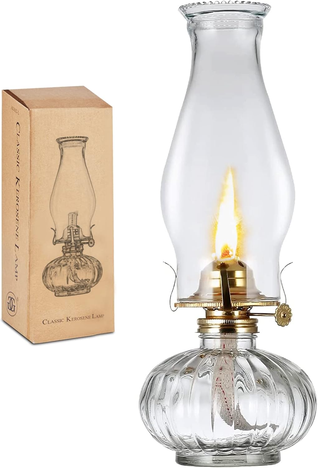 Oil Lamps & Accessories - Oil Lamp Glass Kerosene (Large), Kerosene Oil Lantern for Rustic Decor Style, Hurricane Lamp, Oil Lamps for Indoor Use Decor Lighting, Lantern Lamp.