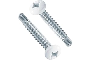 AFZZ RV Screws White Pan Head Screw 8 X 1 for RV Interior and Exterior, Quad Drive Twin Fast Thread Fasteners, Enclosed Trailer Self-Tapping Sheet Metal Screws - 100 Pcs