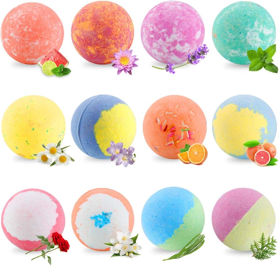 Bath Bombs Gift Set, iKALULA 12 4.2OZ Large Bath Bombs for Women with Natural Essential Oils, Shea Butter and Sea Salt, Floating Fizzy Bubble for SPA Skin Moisturize for Mom, Girlfriend: Health & Personal Care