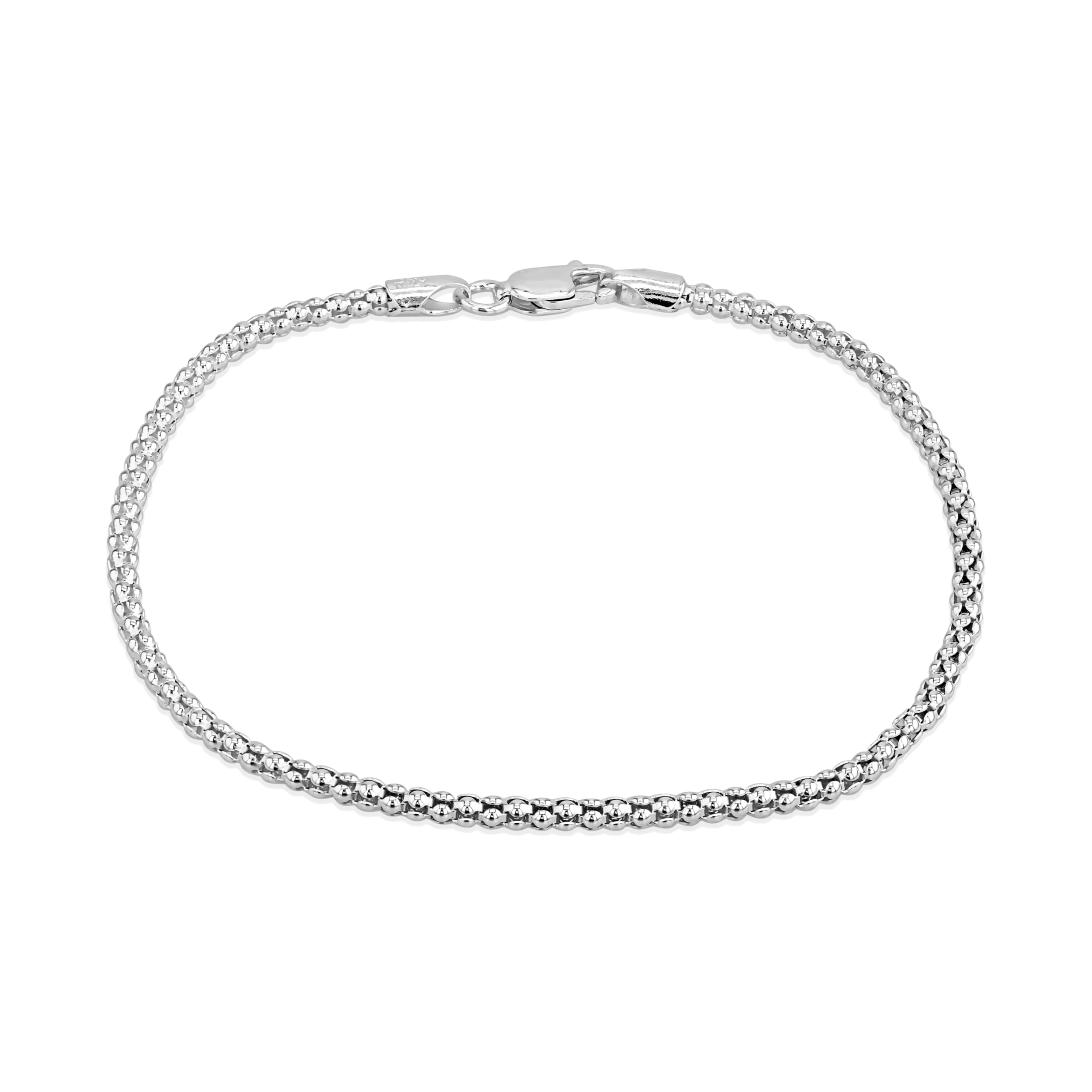 Tuscany Silver Women's Sterling Silver 250 Popcorn Chain Bracelet of 19cm/7.5"