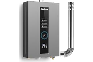 Tankless Water Heater, Novieex On Demand Water Heater Natural Gas, Up to 4.3 GPM, 100,000 BTU Instant Hot Water Heater with LED Display, Indoor Installation, 2-4 Point Use for Family Bathroom Kitchen