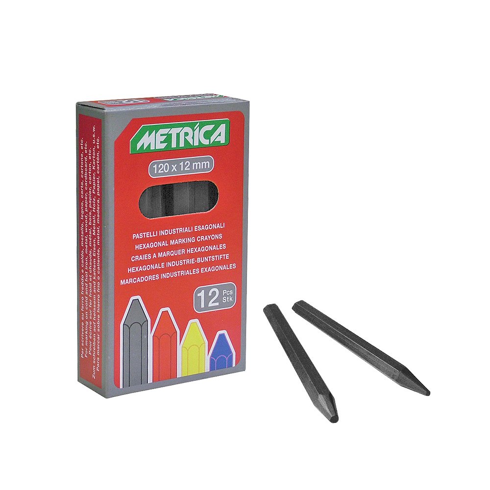 Metrica 50043 Marker crayons hexagonal black 12 pcs, multicolored
