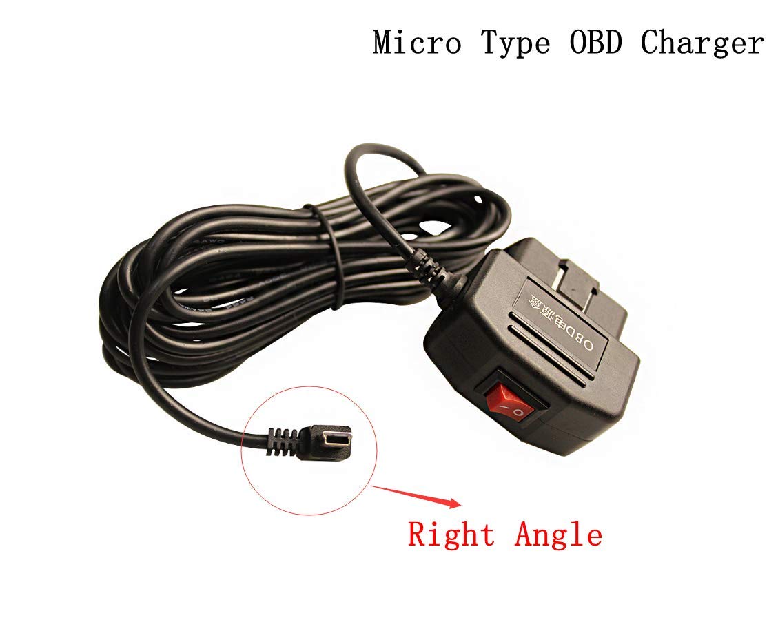 Blvcody Driving recorder 3PIN Micro USB Power Adapter with Switch Button,OBD step-down line parking monitoring power cord-3.5M/11.5FT Wire