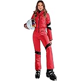 Yousify Womens Onesie Ski Suit Winter Outdoor Sports Warm Waterproof Snowsuit Color Block Jumpsuits Snow Jackets