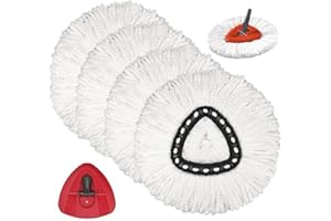 4 Pack Spin mop Replacement Heads with 1 Rotating Base,100% Microfiber Head Refills, EasyWring Mop Refills Compatible with Vi