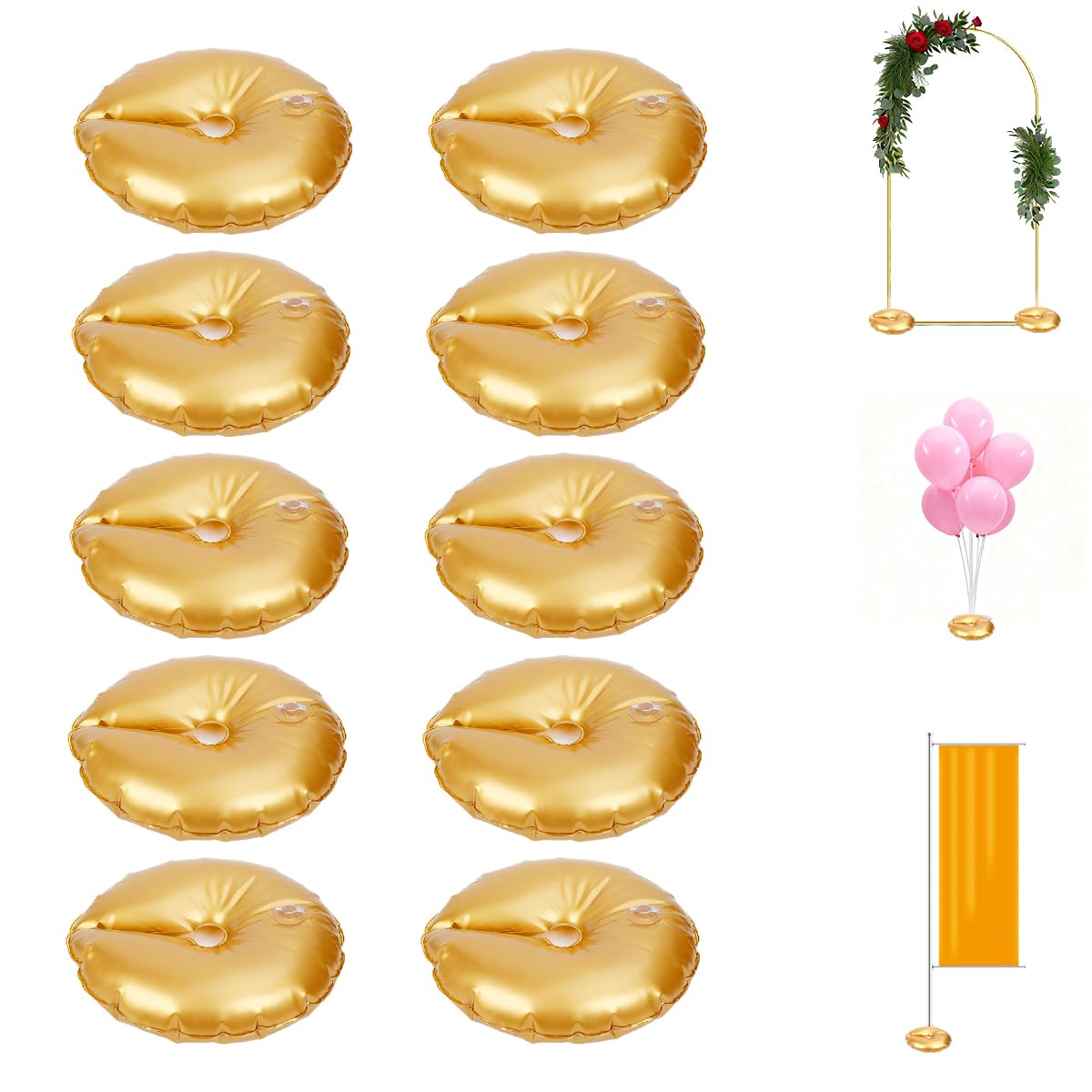 Photo 1 of 10-Pack Leakproof Water Bags for Arch Stand, Heavy-Duty Balloon Arch Weights with Reinforced Seams for Wedding Birthday Party, Fast Fill & Drain