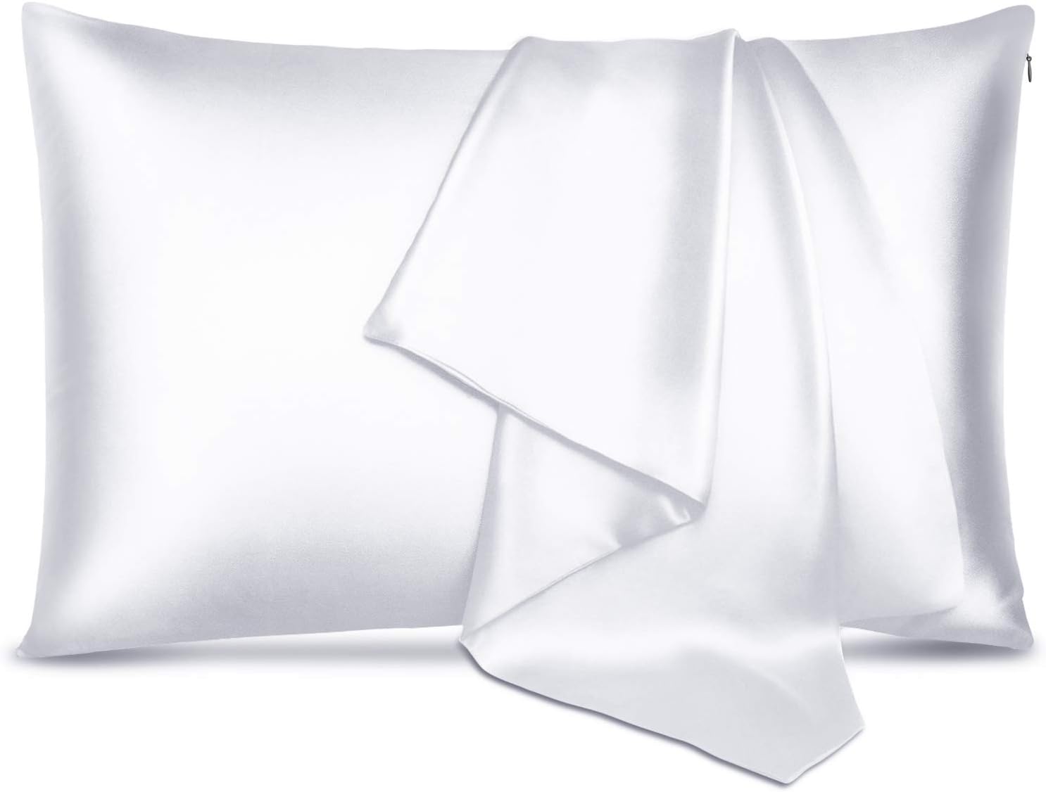 100% Pure Mulberry Silk Pillowcase for Hair & Skin -Allergen Proof Dual Sides 19 Momme 600 Thread Count Silk Bed Pillow Cases with Hidden Zipper,1 Piece Queen Size