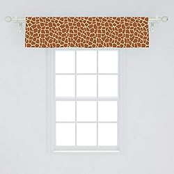 Ambesonne Earth Tones Window Valance, Giraffe Skin
