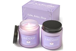 Lavender Scented Candle, BOYUJK Lavender Candles Scented Gift Set for Stress Relief, 2 Lavender Scented Soy Candles, Relaxati