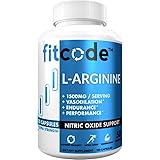 Fitcode Pure Extra Strength L-Arginine HCl 1500mg, Nitric Oxide Supplement for Vascularity, Pumps, Endurance, Performance, Mu