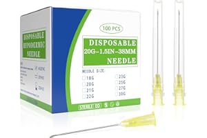 VAOKIN 20 Gauge 1.5 Inch Needle Disposable Lab Supplies, Individual Package, Pack of 100