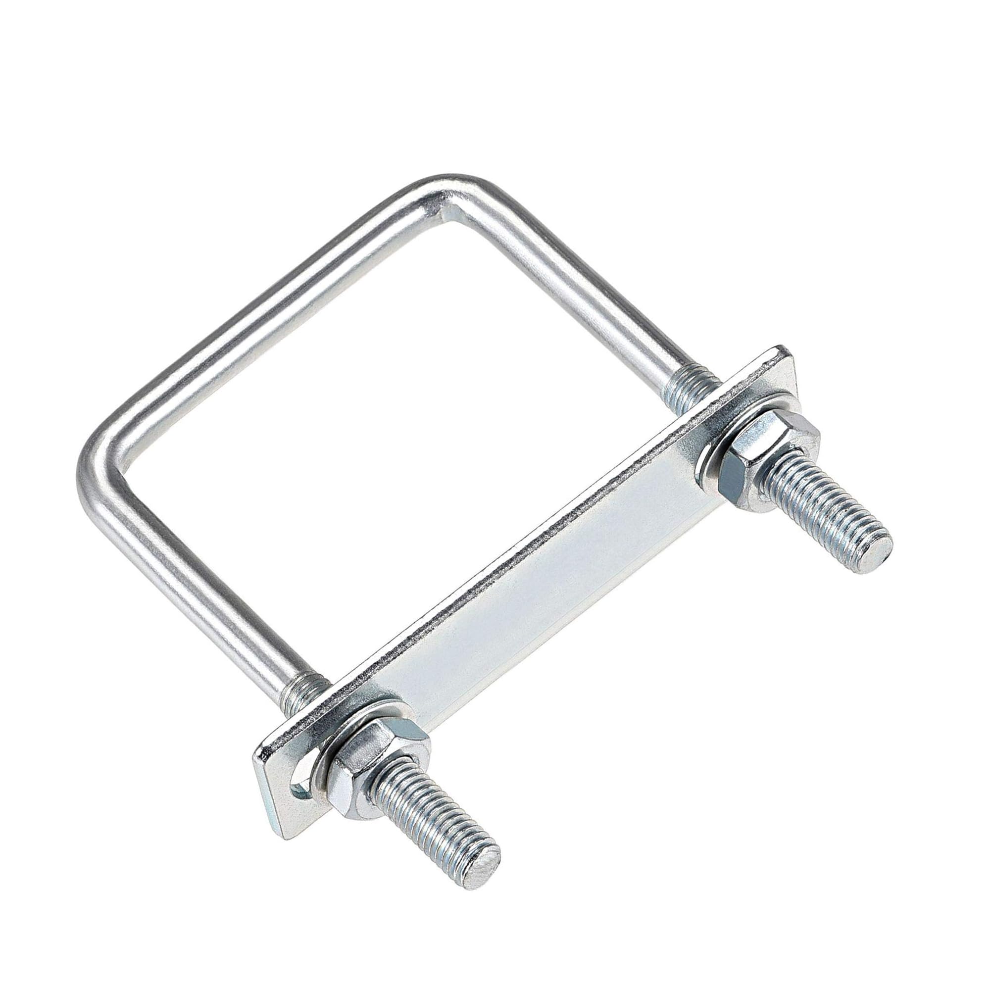 MACHSWON Square U-Bolt,4 Set Carton Steel M8 U Bolts 60mm(2-3/8") Inner Width 100mm Length with Nuts and Frame Plate for Automobiles Boat Trailer