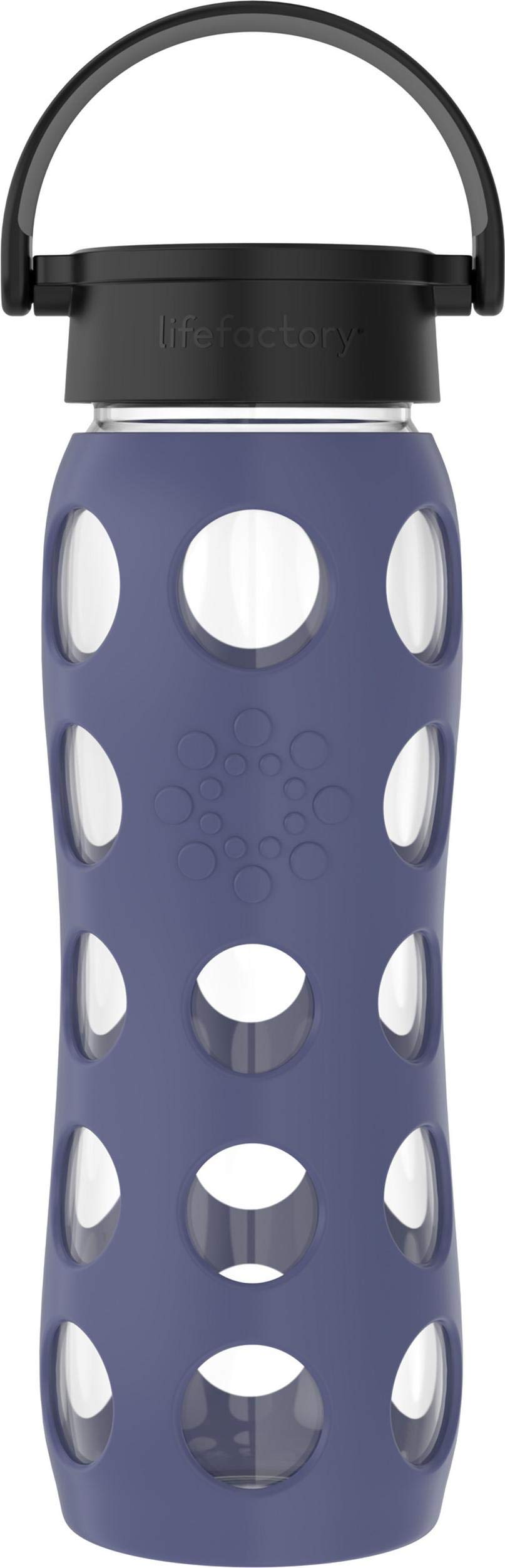 Lifefactory Glass drinking bottle with silicone cover, BPA-, leak-proof, dishwasher-safe, 650 ml, dusty purple