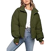 Flygo Winter Cropped Puffer Jacket Coats for Women 2025 Short Warm Quilted Jackets Outerwear with Pockets