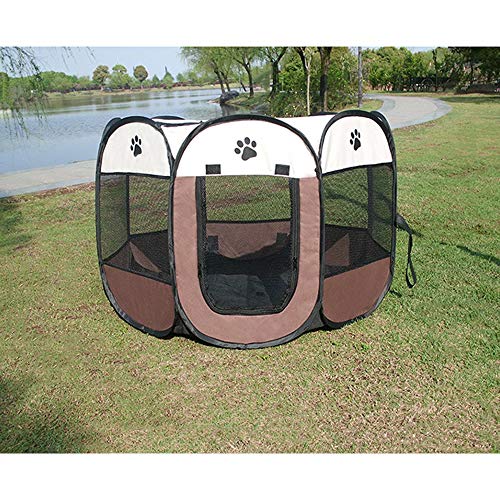 BODISEINT Portable Pet Playpen, Dog Playpen Foldable Pet Exercise Pen