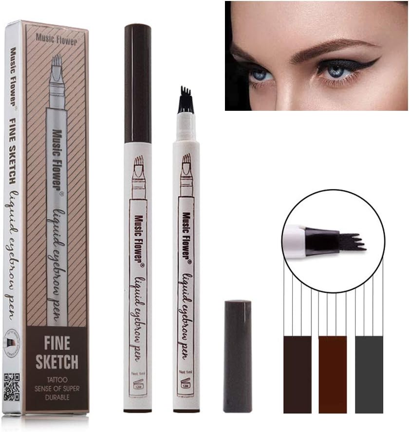 Eyebrow Tattoo Pen, Liquid Eye Brow Eyebrow Pencil Waterproof Long Lasting Makeup Eyebrow Pen (01-Chestnut)