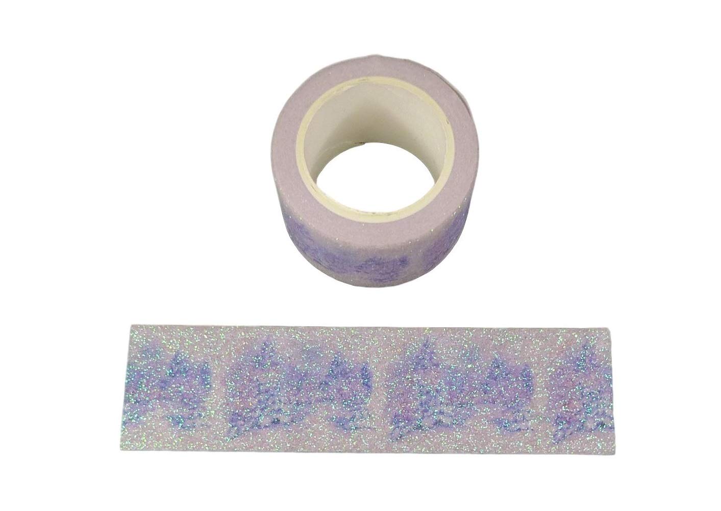 Syntego 2 Rolls Christmas Tree Theme with Snow Non Shed Iridescent Glitter Washi Tape 30mm x 3 Meters