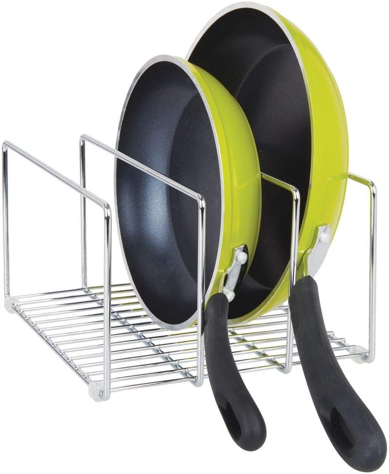 mDesign Baking Tray Rack - Wire Rack for Sorting Trays Pans and other Cookware Items - Free-Standing Pan Stand for the Kitchen - Chrome