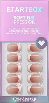 BTArtbox Stick On Nails Short Square 30 Pcs Soft Gel French Tip Kit view 3
