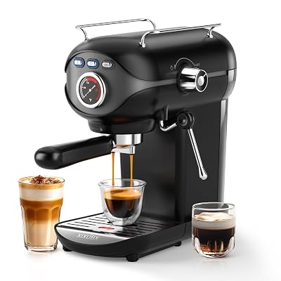 XIXUBX Espresso Machine, 20 BAR Pump Temperature Control, Compact Espresso Maker with Steam Milk Frother, Professional Coffee Makers for Home, Cappuccino, Latte, Gifts for Coffee Lover, Black