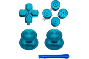 E-MODS GAMING Metal Thumbsticks D-pads ABXY Buttons Repair Kits for PS5 Controller - Replacement Aluminum Action buttons & Analog Joystick & Directional Pads for PlayStation 5 Controller (Blue)