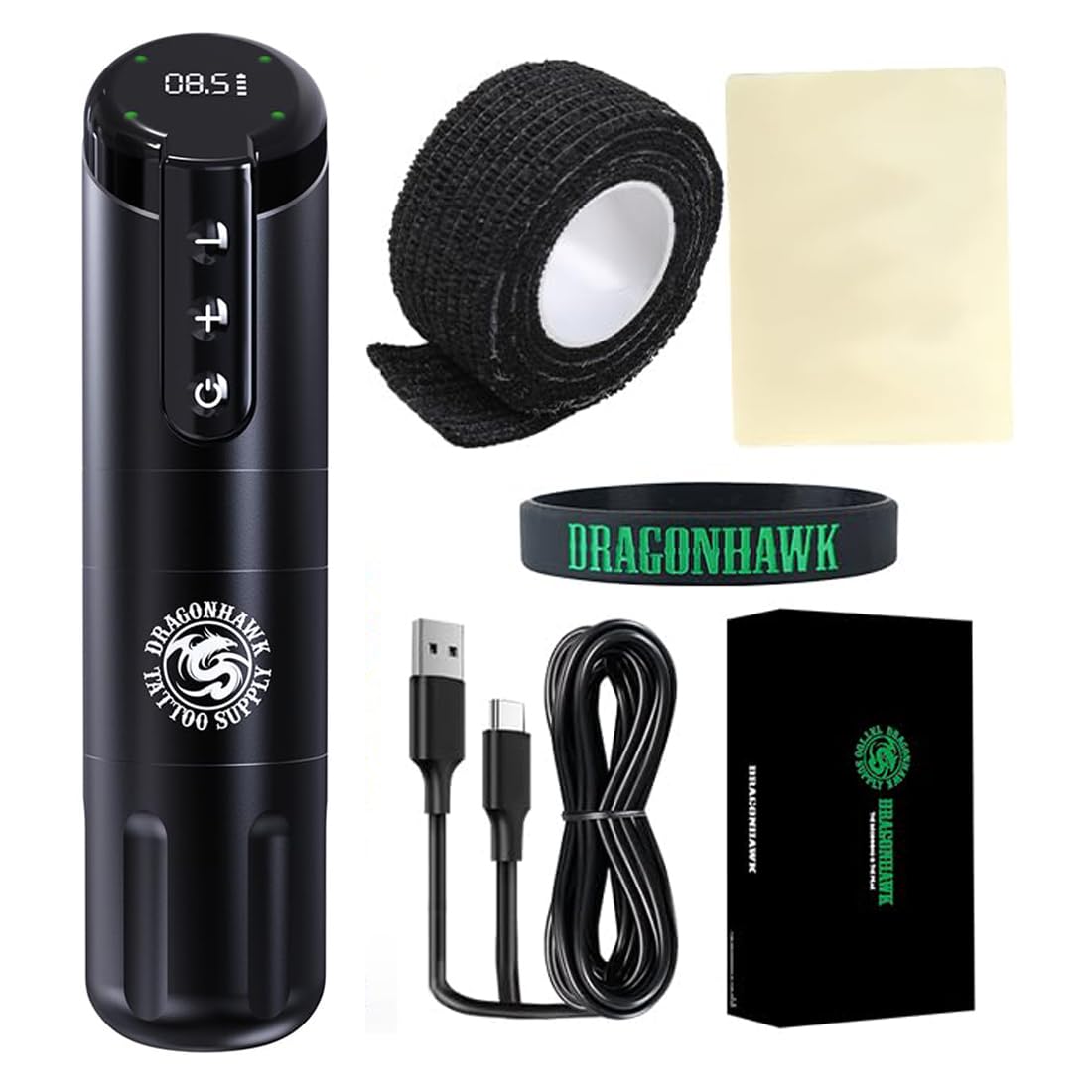 Photo 1 of Dragonhawk Practice Tattoo Kit Wireless X2 Tattoo Pen Machine Gun Kit for Beginners