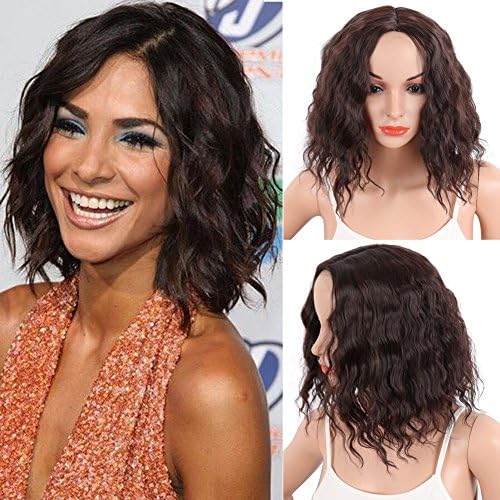 KRSI Short Curly Wigs Middle Part Synthetic Hair Wigs for Women Heat Resistant Natural Brown Pixie Cut Custom Cosplay Party Women's Wigs with Free Wig Cap (Brown Wigs( #4))