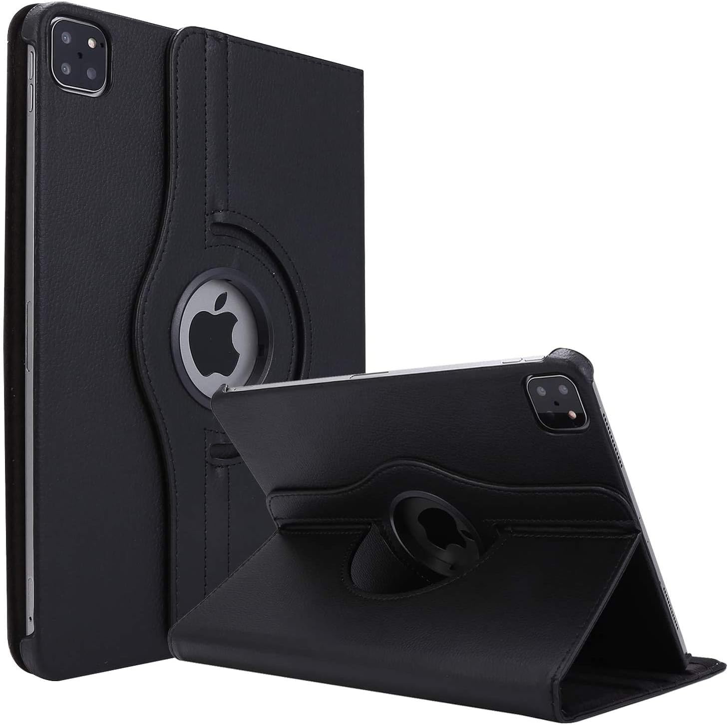 World biz Rotating Case for iPad Pro 12.9-Inch (6th/5th/4th Generation 2022/2021/2020) 360 Degree Swiveling Stand Protective Folio Leather Smart Cover, Auto Sleep/Wake (Black)