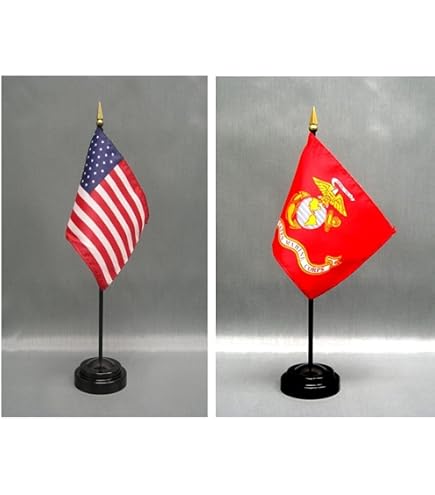 10 Stück Mini-Flaggen USA & Marine Corps – Holzständer, 20,8 X 14 Cm, Für Dekoration & Partys