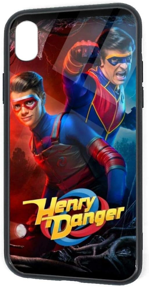 He&nry Dan&ger iPhone XR Case, Tempered Glass Phone Cover with Soft Silicone TPU Frame, Shock Absorption Bumper Protective Case for iPhone XR