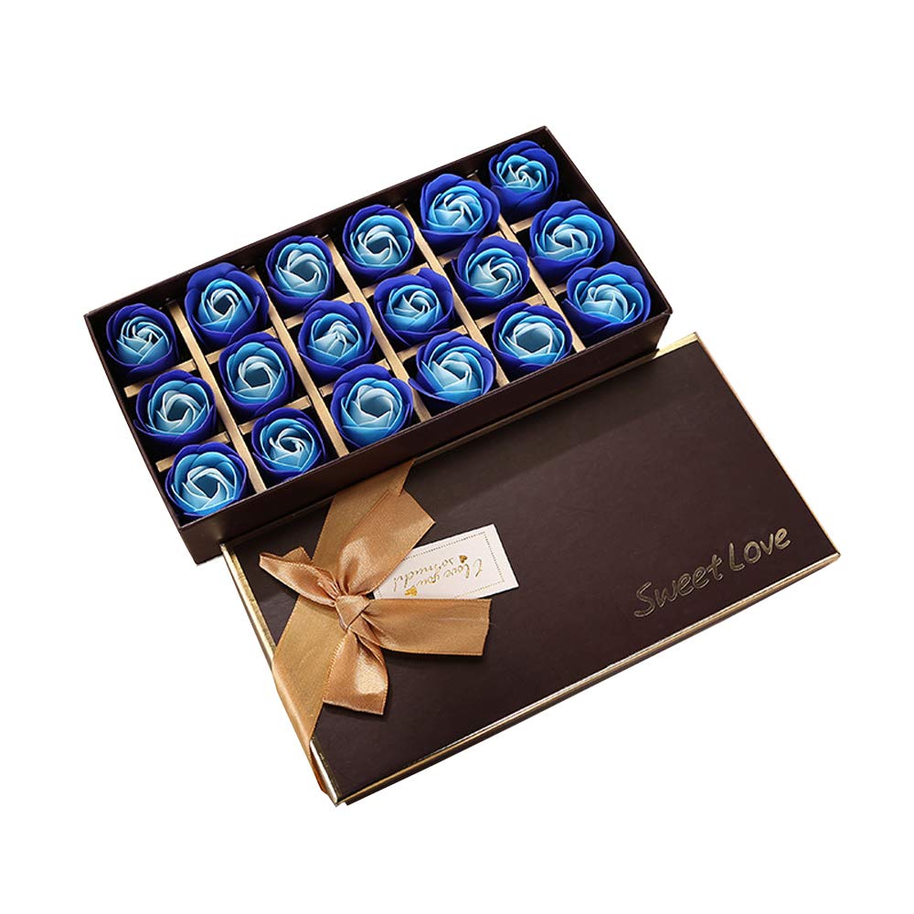 TEEROVA 18Pcs Rose Soap Flower Handmade Rose Scented Bath Soap Petals in Gift Box (B)