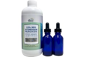 THE ONE MINUTE MIRACLE 12% Hydrogen Peroxide Food Grade - Diluted from 35% H2o2 with Distilled Water to 12% - 1 Bottle 16 oz with 2 Droppers - Recommended by: The One Minute Cure Book