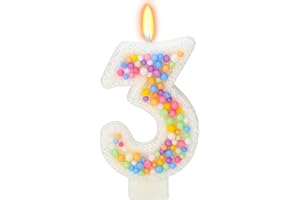 FAMGift Birthday Candles - Number 3 Candle, Colorful Macaron Candles, Birthday Candles for Women/Girls, Cake Decorations, Theme Party Supplies