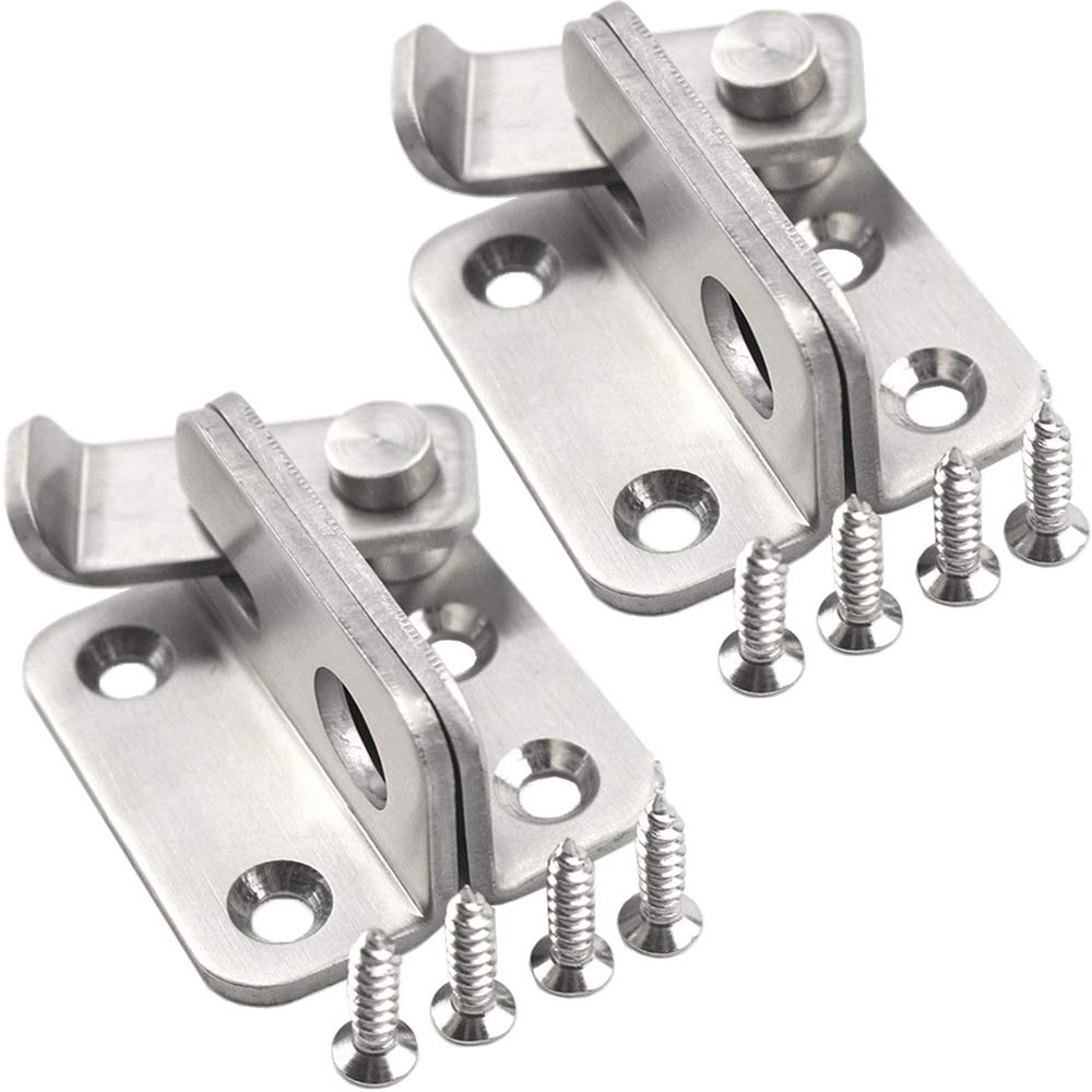 YUOIP® 1.8" Hasp Latch Gate Bolt Lock Gate Latch Door Bolt Stainless Steel Padlock Right Open Small Door Latch for Locking Window Mailbox Closet (2 Pack)