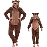 GONAAP Adult Onesie Pajamas Sherpa Animal One Piece Cosplay Costume for Women Men