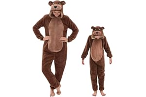 GONAAP Adult Onesie Pajamas Sherpa Animal One Piece Cosplay Costume for Women Men