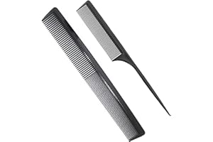 AFT90 Professional Black Carbon Fiber Teasing Comb, Fine and Wide Tooth Hair Barber Comb For All Hair Types