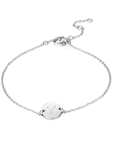 BE STEEL Edelstahl Armbänder für Damen Mädchen Initiale Armband Armkette Buchstaben 16.5+5CM