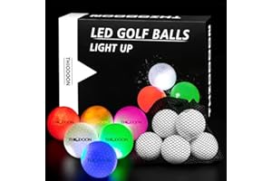 THIODOON Glow in The Dark Golf Balls Light Activated 7 Colors Light Up LED Golf Balls No Timer Stay Lit Easy to Turn On and Off with Flashlight Glowing Golf Balls for Night Golfing 6 Pack