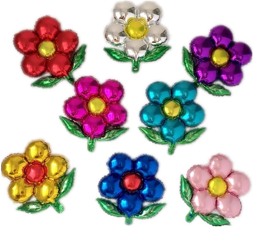 KAIFANG 8 Pcs Beautiful flower foil Balloons, 19inch Floral Balloons for Wedding Birthday Party Colorful Decorations (Can't Float)